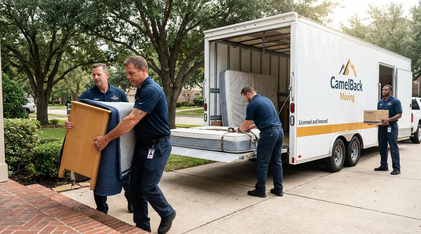 Crew loading residential truck for cross-state move from Berkeley, IL