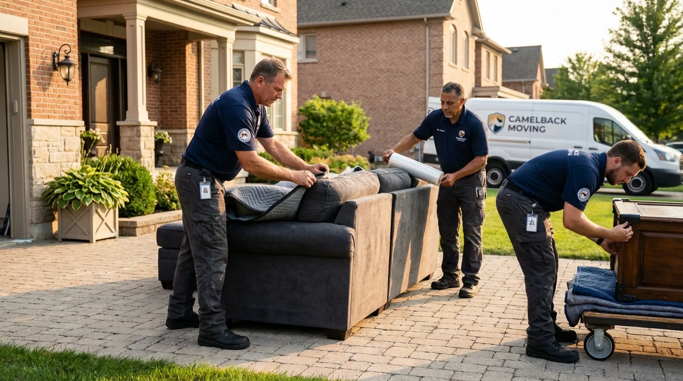 Large estate moving crew wrapping furniture in Berkeley, IL